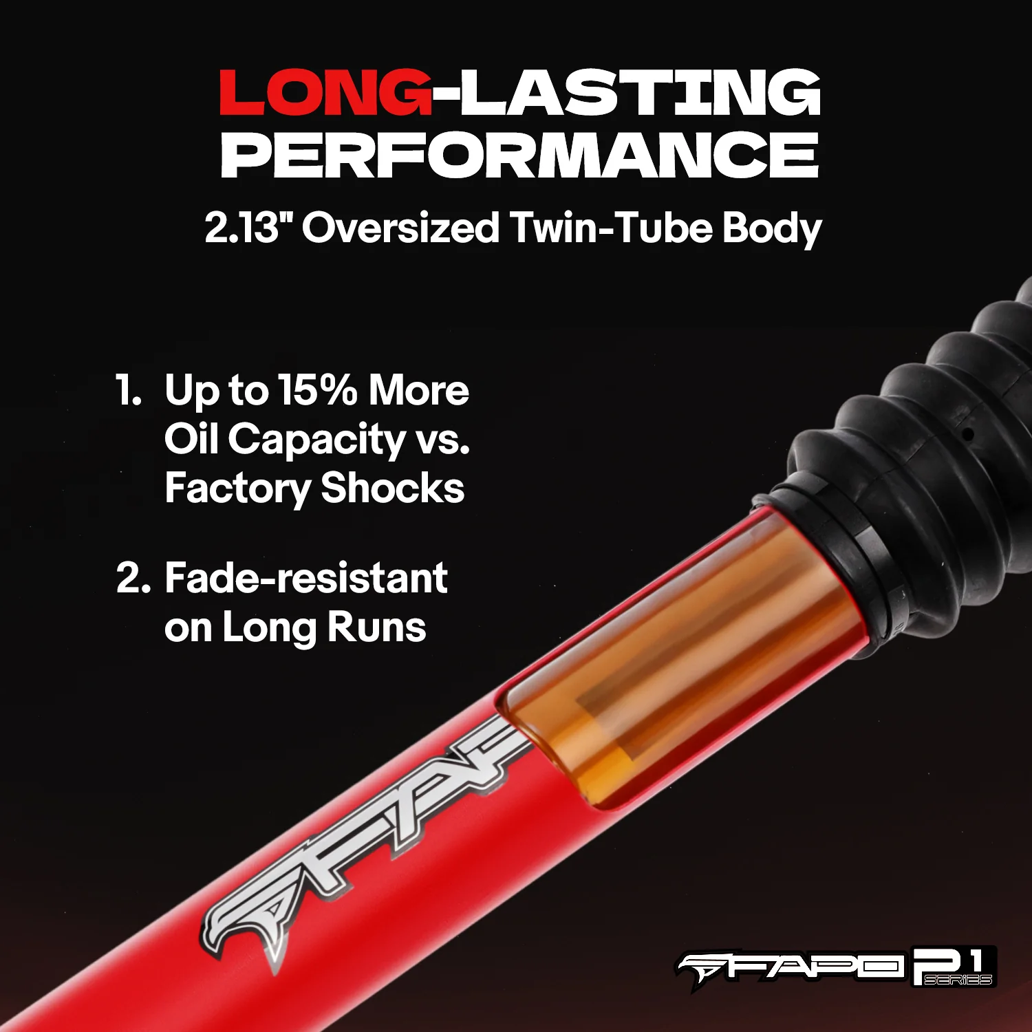 P1 Off-road Front Shock for JEEP WRANGLER JK two doors 2007-2018 3-4.5 in lift PA360610 - Image 6