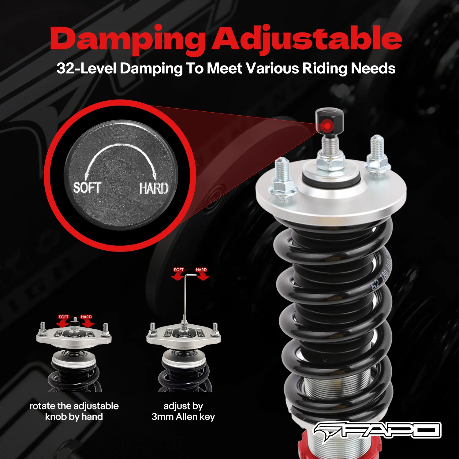 32-Level Damping Coilover for HONDA CIVIC 1988-2000 INTEGRA 1990-2001 PF002420 - Image 4